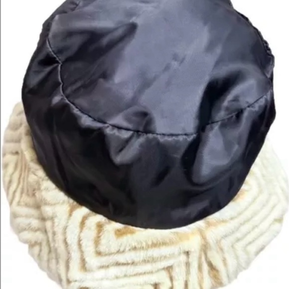 Vintage Ben Berger Womens Hat Luxury Collection Faux Fur Tan Brown Chevron Print - Picture 7 of 12